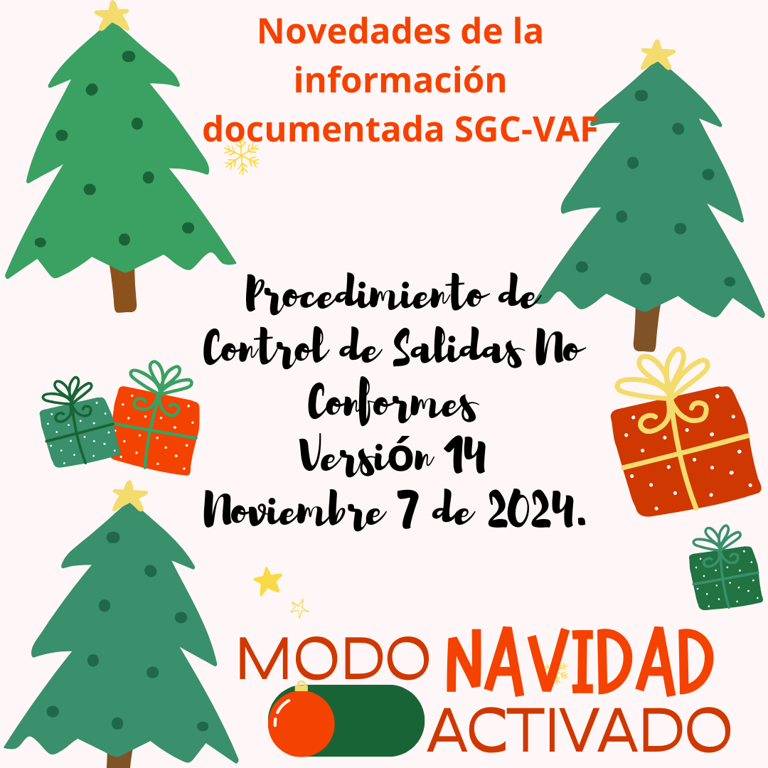 Nov Dic Novedades información documentada SGC VAF